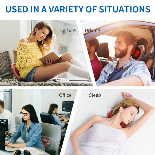 Electric Relaxation Massage Pillow Vibrator Neck Shoulder Back Heating Kneading Infrared therapy Massager