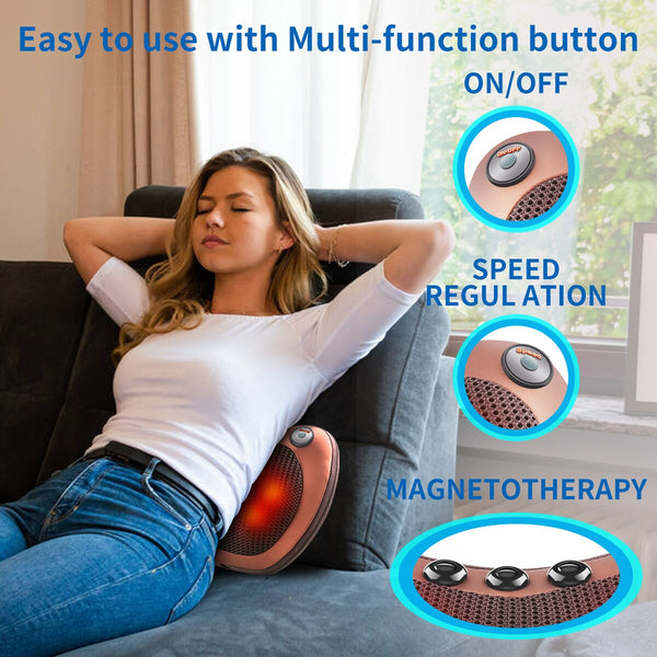 Electric Relaxation Massage Pillow Vibrator Neck Shoulder Back Heating Kneading Infrared therapy Massager