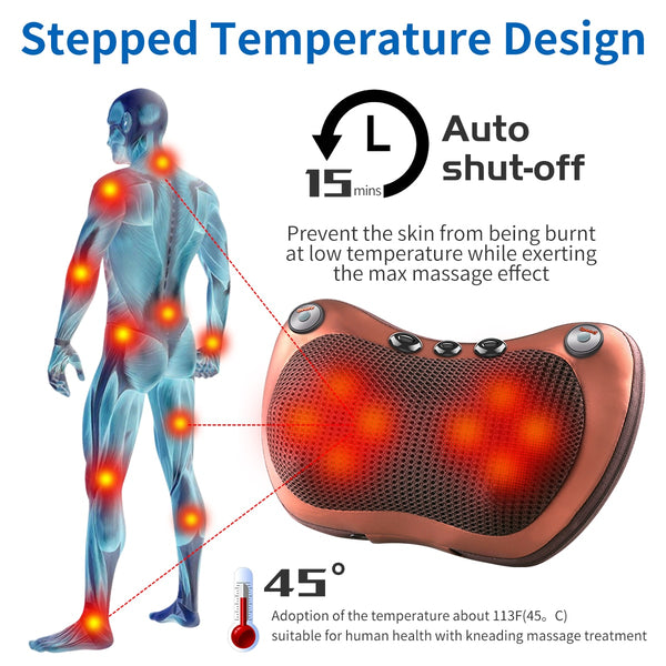 Electric Relaxation Massage Pillow Vibrator Neck Shoulder Back Heating Kneading Infrared therapy Massager